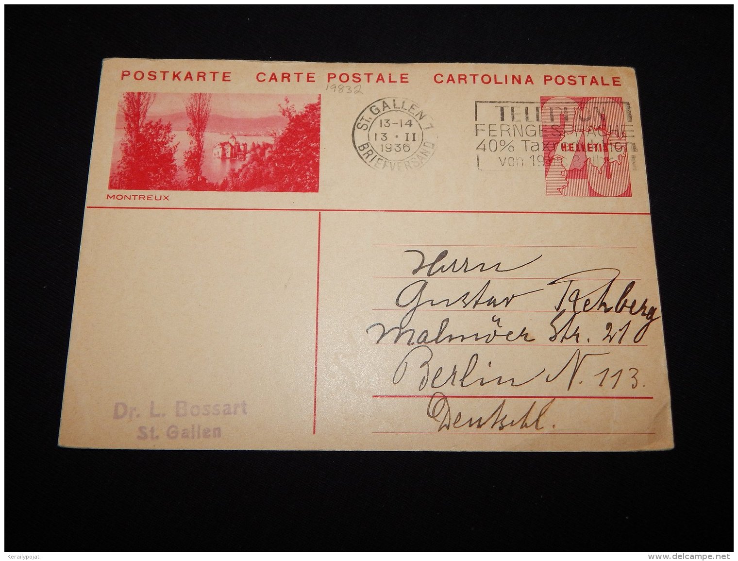 Switzerland 1936 St.Gallen Stationery Card To Germany__(L-19832) - Ganzsachen