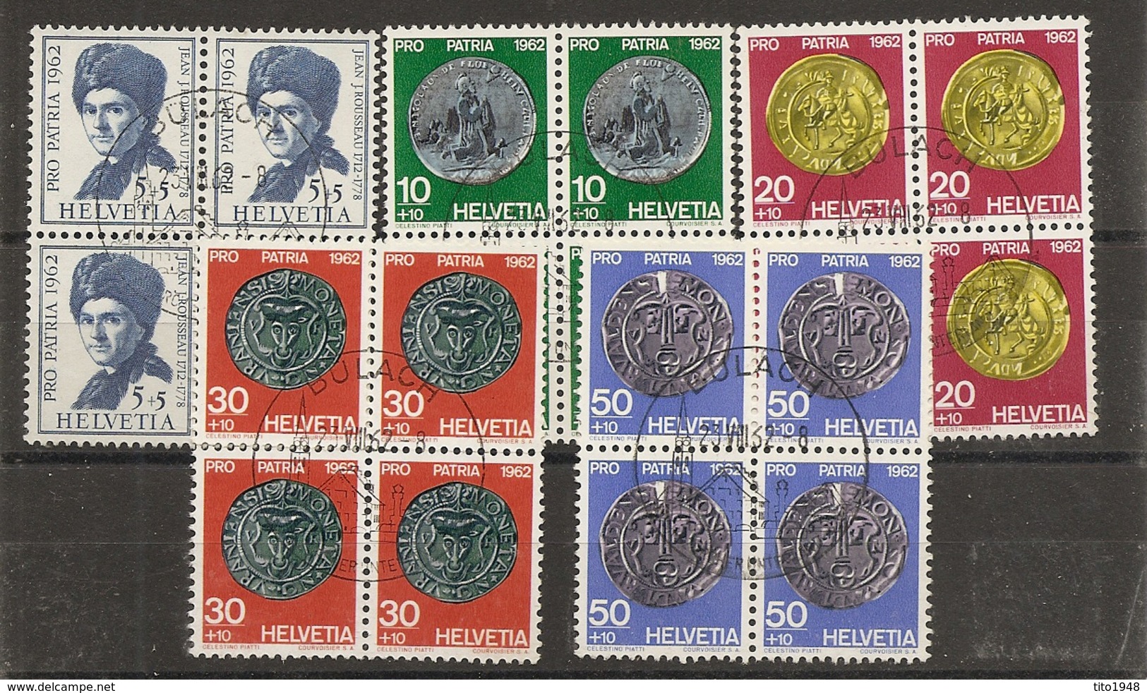 Schweiz, 1962 Pro Patria Satz Viererblock  O  Bülach 23.8.1962, Siehe Scans! - Used Stamps