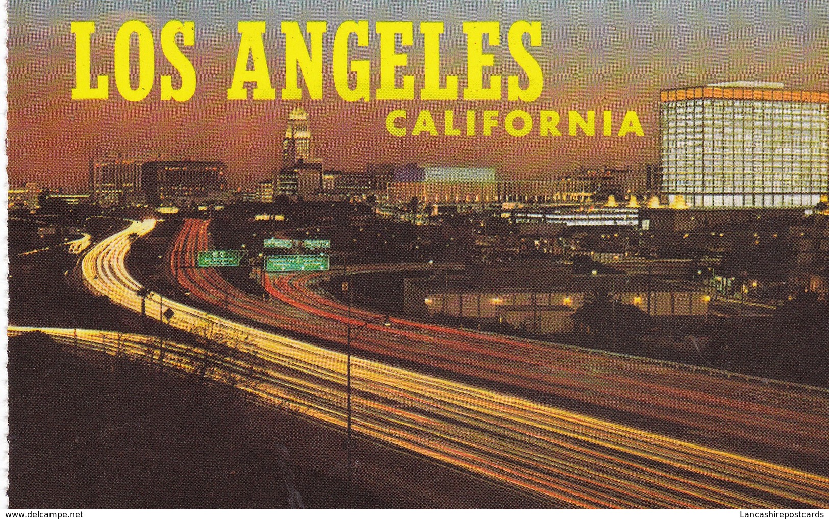 Postcard Los Angeles California City Hall New Department Of Water & Power Freeway Interchange My Ref  B12435 - Los Angeles