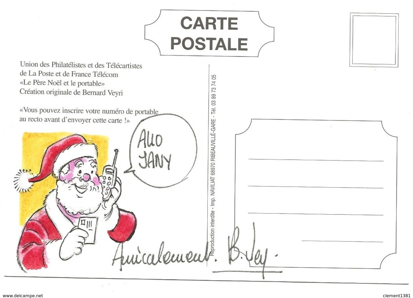 Illustrateur Bernard Veyri Caricature Et Dedicace Pere Noel Plethore De Portables Pour Noel 2000 - Veyri, Bernard