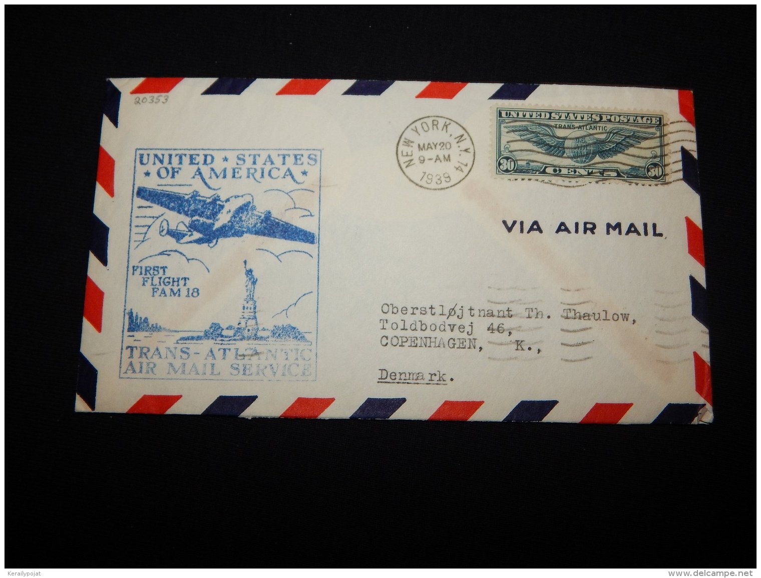 USA 1939 First Flight Fam 18 Cover__(L-20353) - Storia Postale