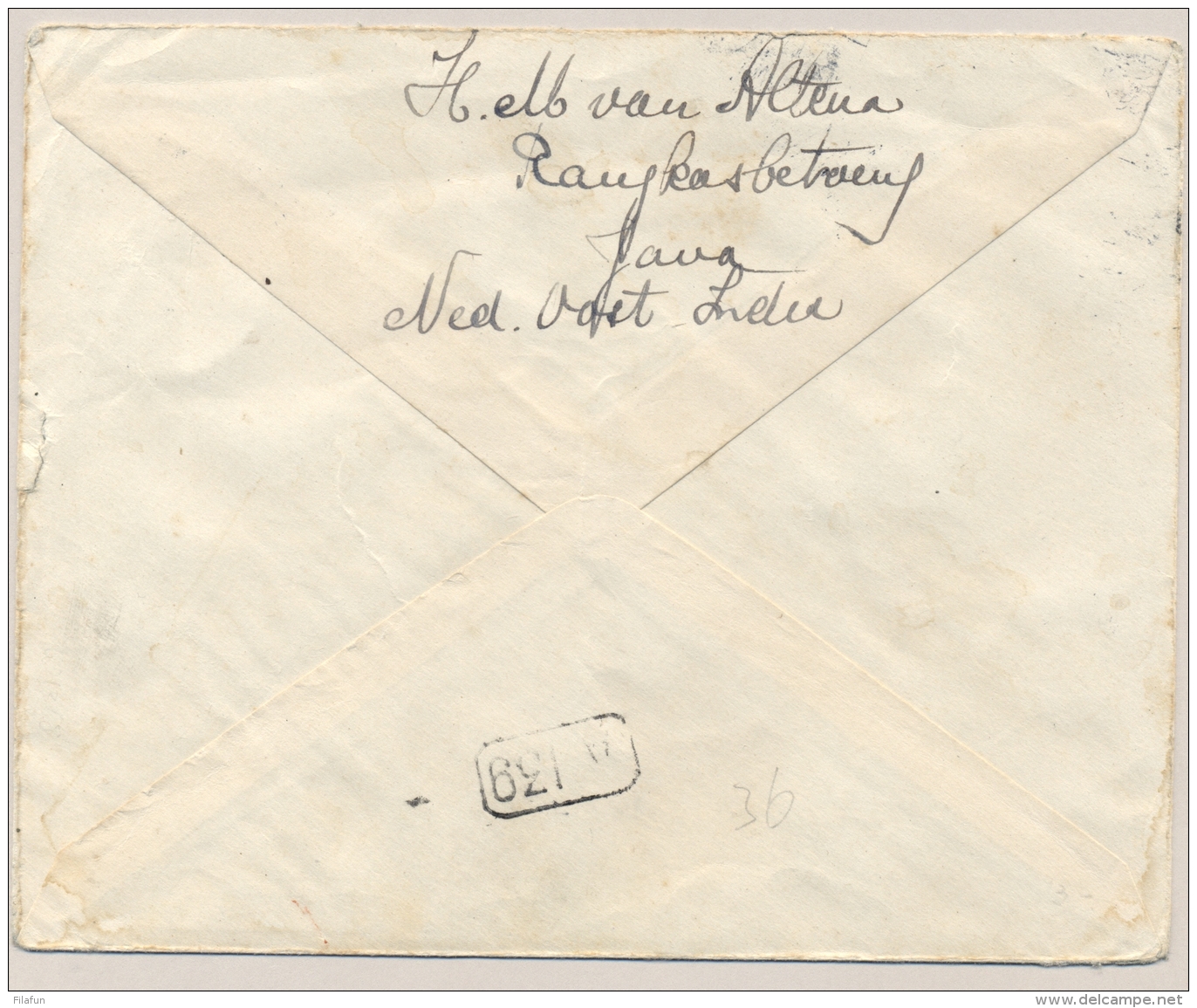 Nederlands Indië - 1923 - 20 Cent Wilhelmina, Envelop G38 Van LB RANGKAS BETOENG Naar Haarlem / Nederland - India Holandeses