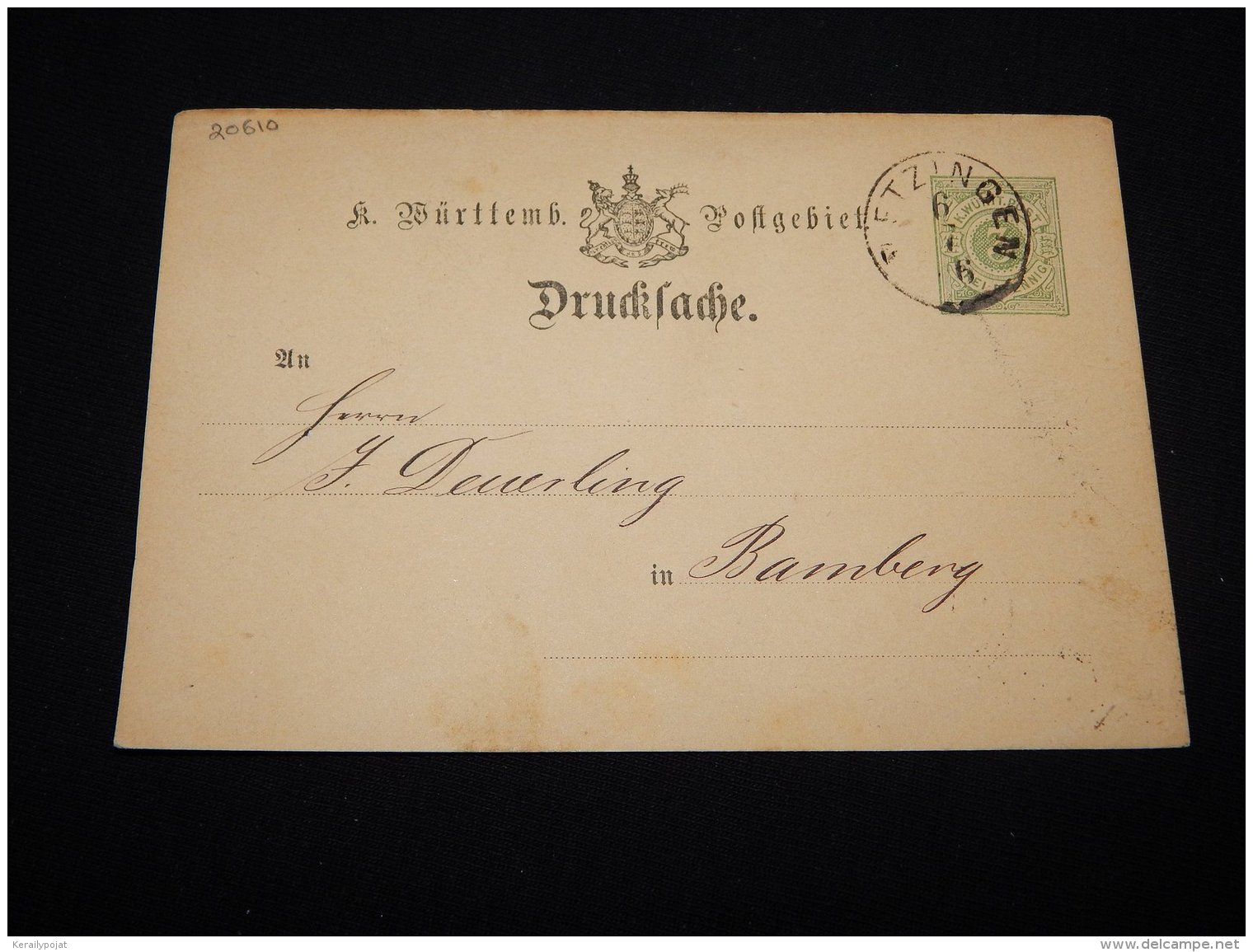 Wurttemberg 1876 Metzingen 3pf Green Stationery Card__(L-20610) - Other & Unclassified