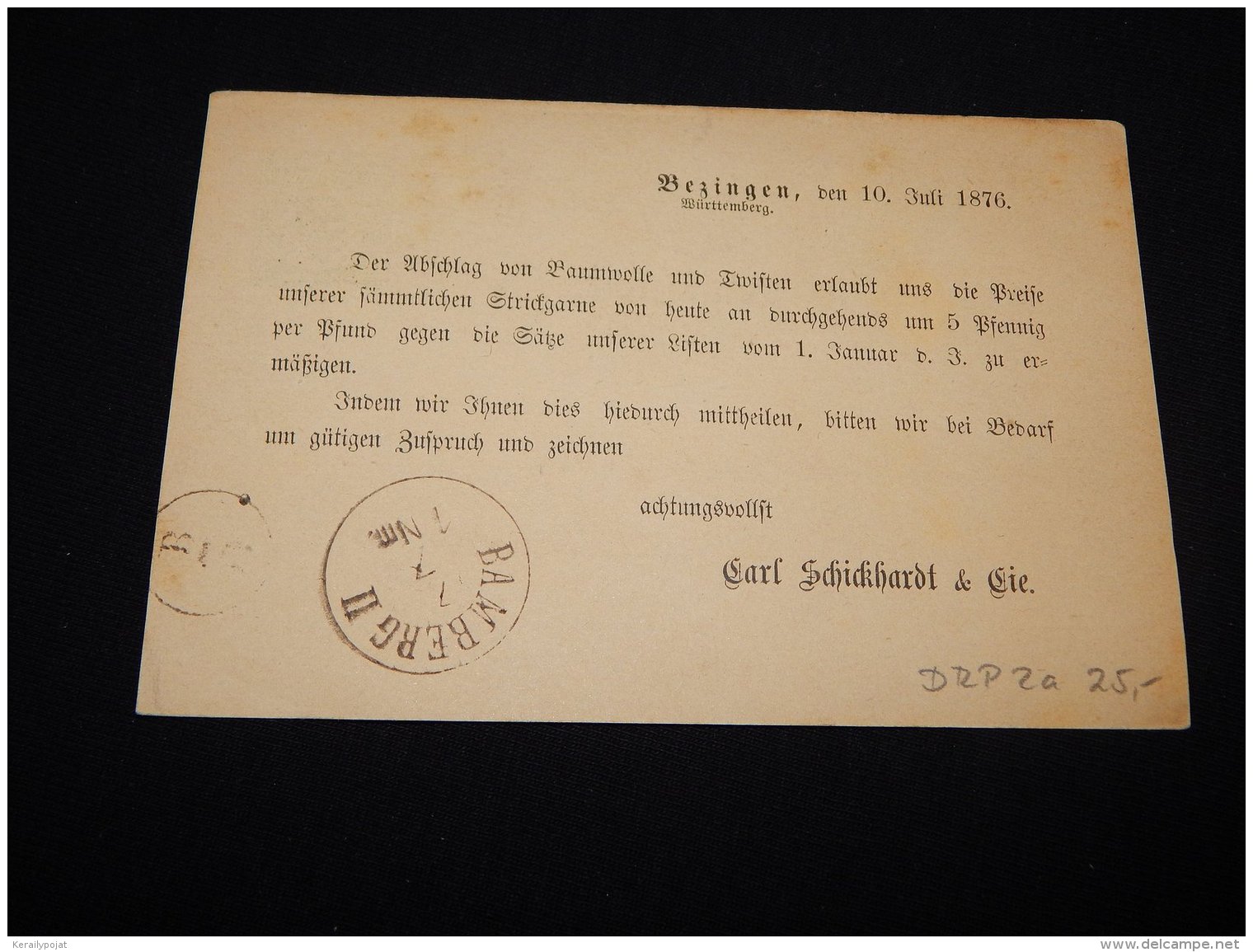 Wurttemberg 1876 Metzingen 3pf Green Stationery Card__(L-20610) - Other & Unclassified