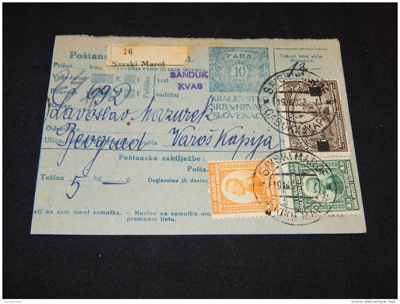 Yugoslavia 1922 Savski Maroi Parcel Card__(L-23868) - Brieven En Documenten