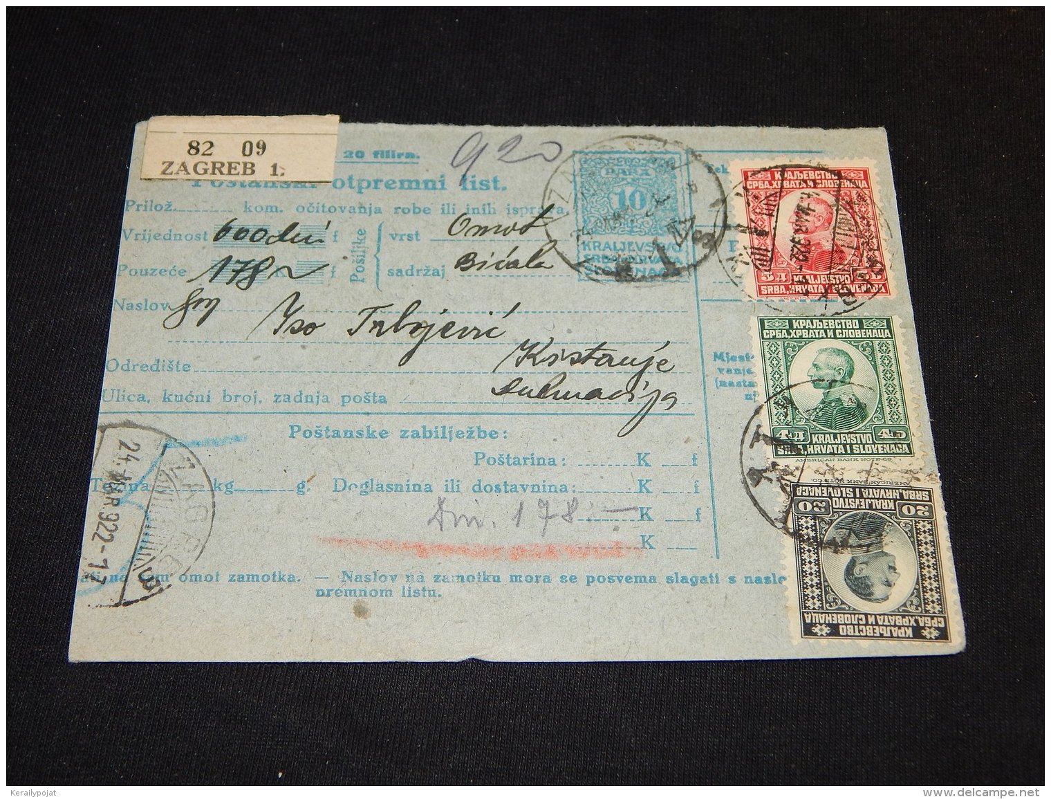 Yugoslavia 1922 Zagreb 1 Parcel Card__(L-23870) - Lettres & Documents