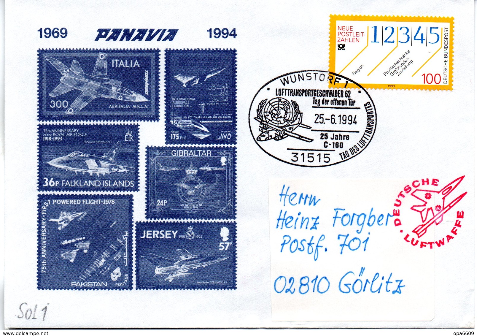 (BWL) BRD Sonderumschlag Bundeswehr "PANAVIA - TORNADO 1969-1994" SSt 25.6.1994 WUNSDORF 1 - Storia Postale