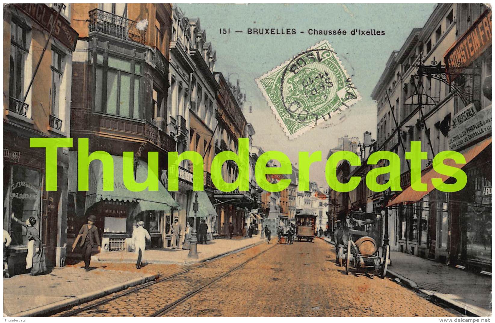 CPA BRUXELLES CHAUSSEE D'IXELLES  TRAM CARTE COLORISEE - Transport Urbain En Surface