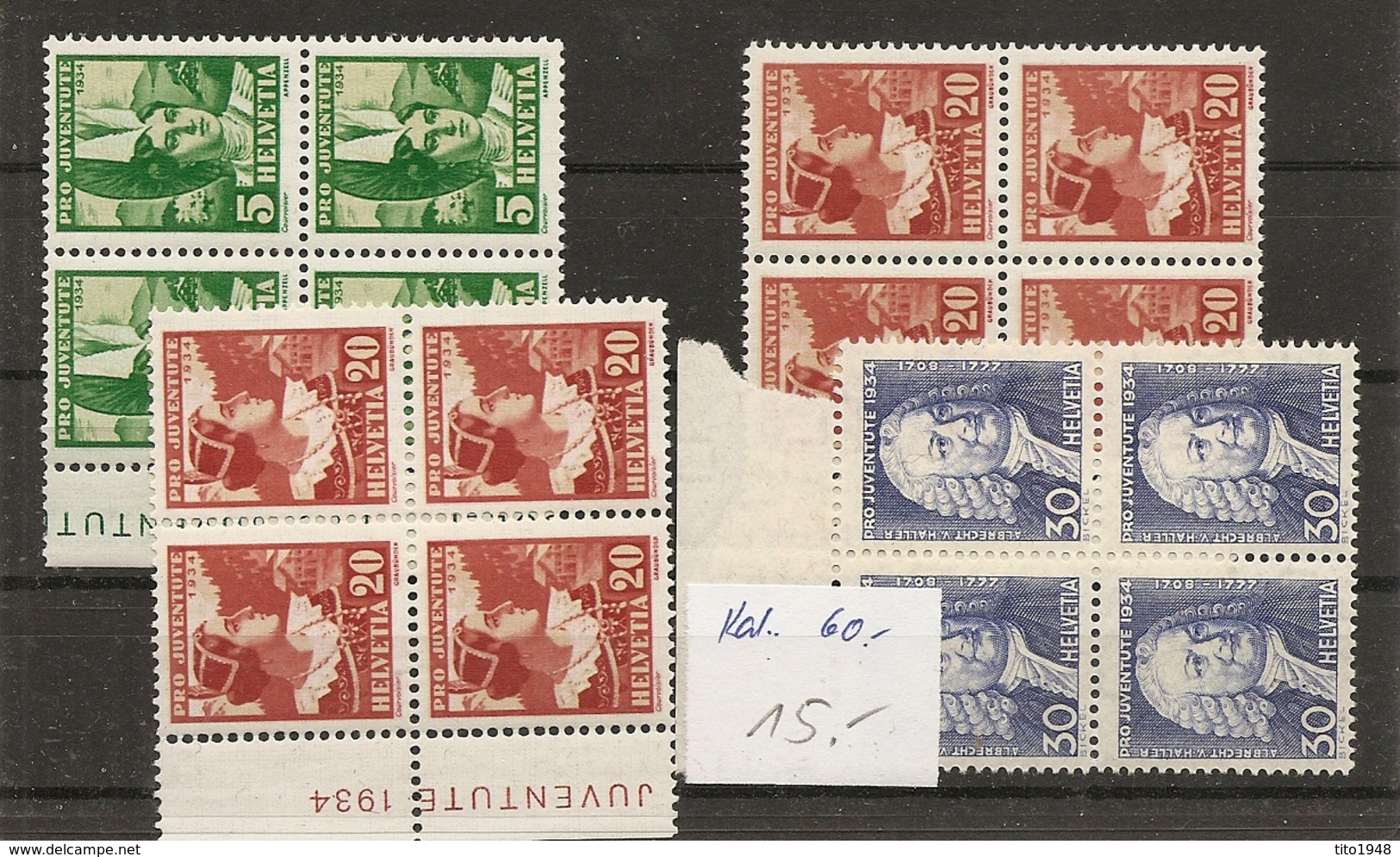 Schweiz, 1934  Pro Juventute Viererblock**, Siehe Scans! - Nuovi