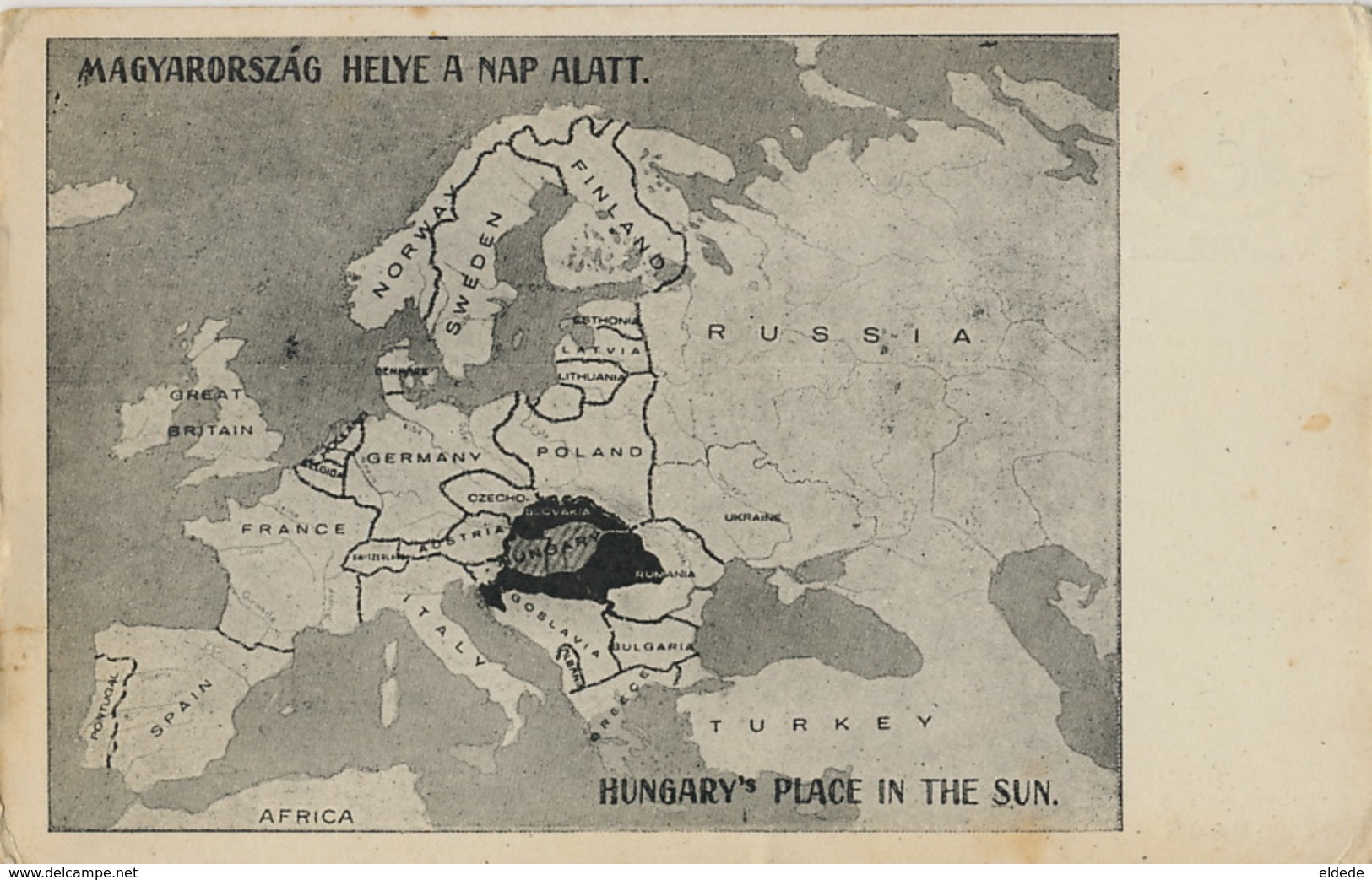 Politics Card Europe Map Hungary Place In The Sun - Hongrie