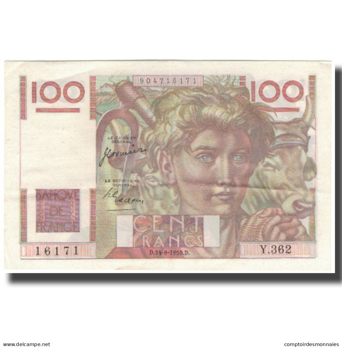 France, 100 Francs, 100 F 1945-1954 ''Jeune Paysan'', 1950-08-24, SPL - 100 F 1945-1954 ''Jeune Paysan''
