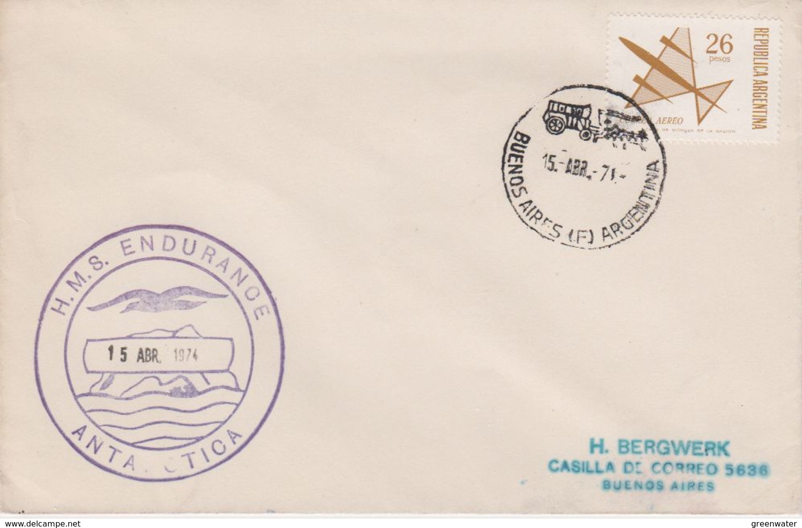 Argentina 1971 H.M.S. Endurance Cover Ca 15 Abr 71 (40339) - Poolshepen & Ijsbrekers