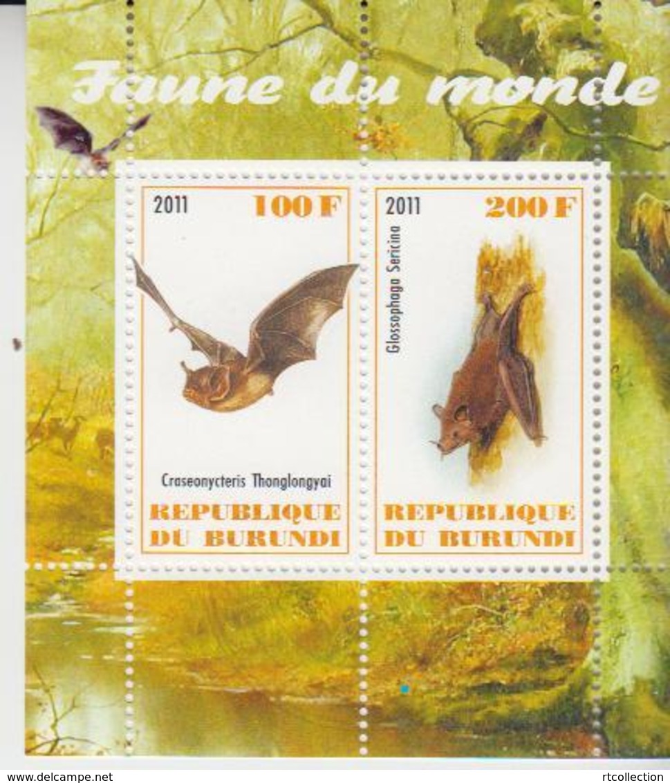 Burundi 2011 M/S Cinderella Issue Stamps Bats Bat Fauna Wild Animals Mammals Nature Wildlife Animal Mammal MNH (1) - Chauve-souris