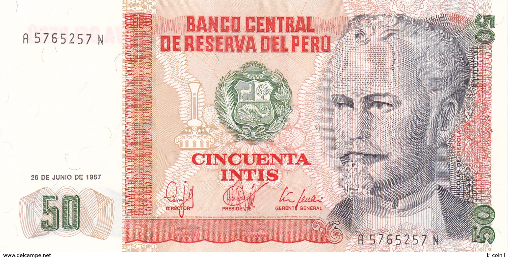 Peru - 50 Intis 6 March 1986 - UNC - Pérou