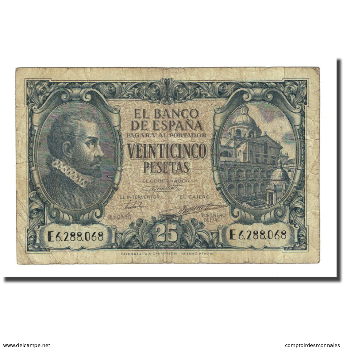 Billet, Espagne, 25 Pesetas, 1940-01-09, KM:116a, TB - 25 Peseten