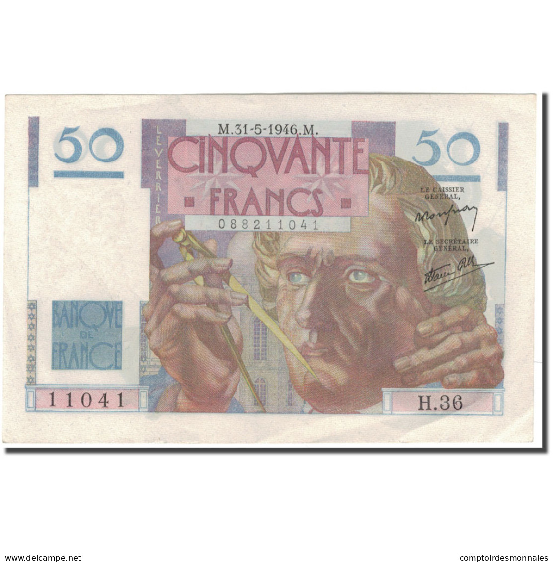 France, 50 Francs, 50 F 1946-1951 ''Le Verrier'', 1946-05-31, SPL, Fayette:20.5 - 50 F 1946-1951 ''Le Verrier''