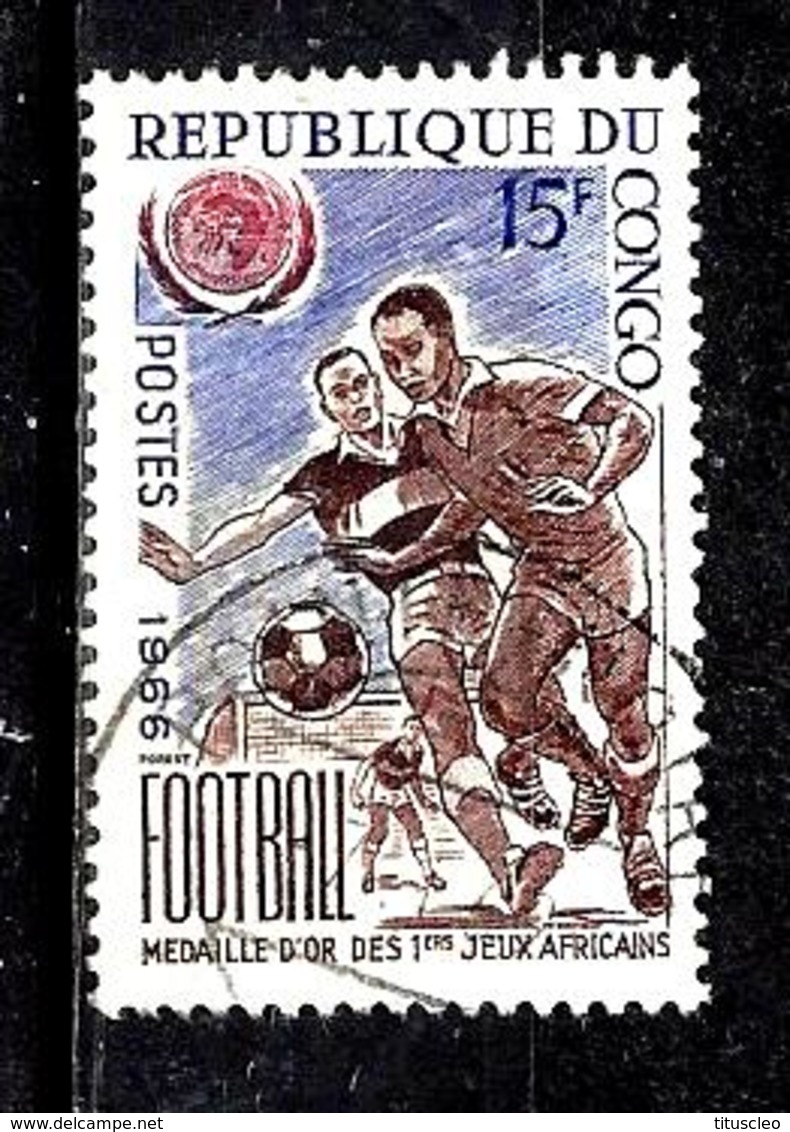 CONGO  195° 15f Brun-lilas, Bleu-violet Et Carmin Sports Football (10% De La Cote + 0,25) - Gebraucht