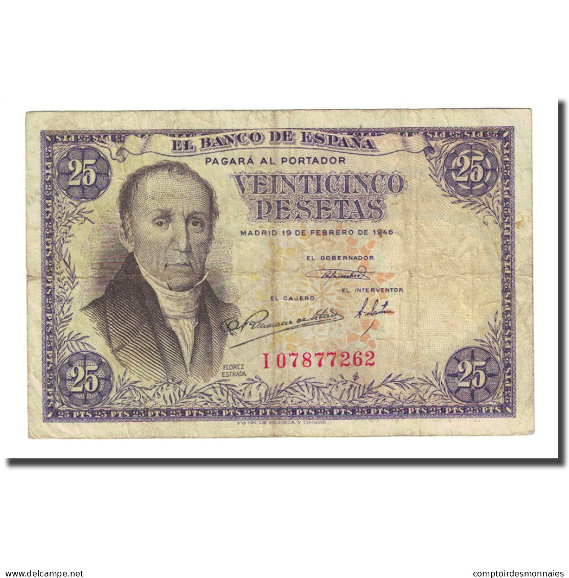 Billet, Espagne, 25 Pesetas, 1946-02-19, KM:130a, TB - 25 Peseten