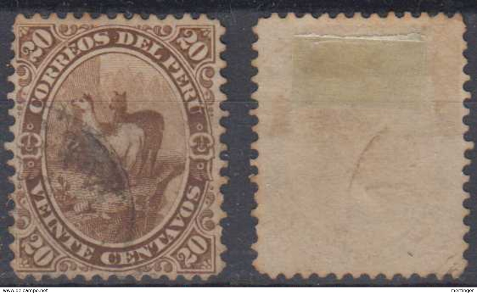 Peru Mi# 14 Used 20c LAMA 1866 - Peru