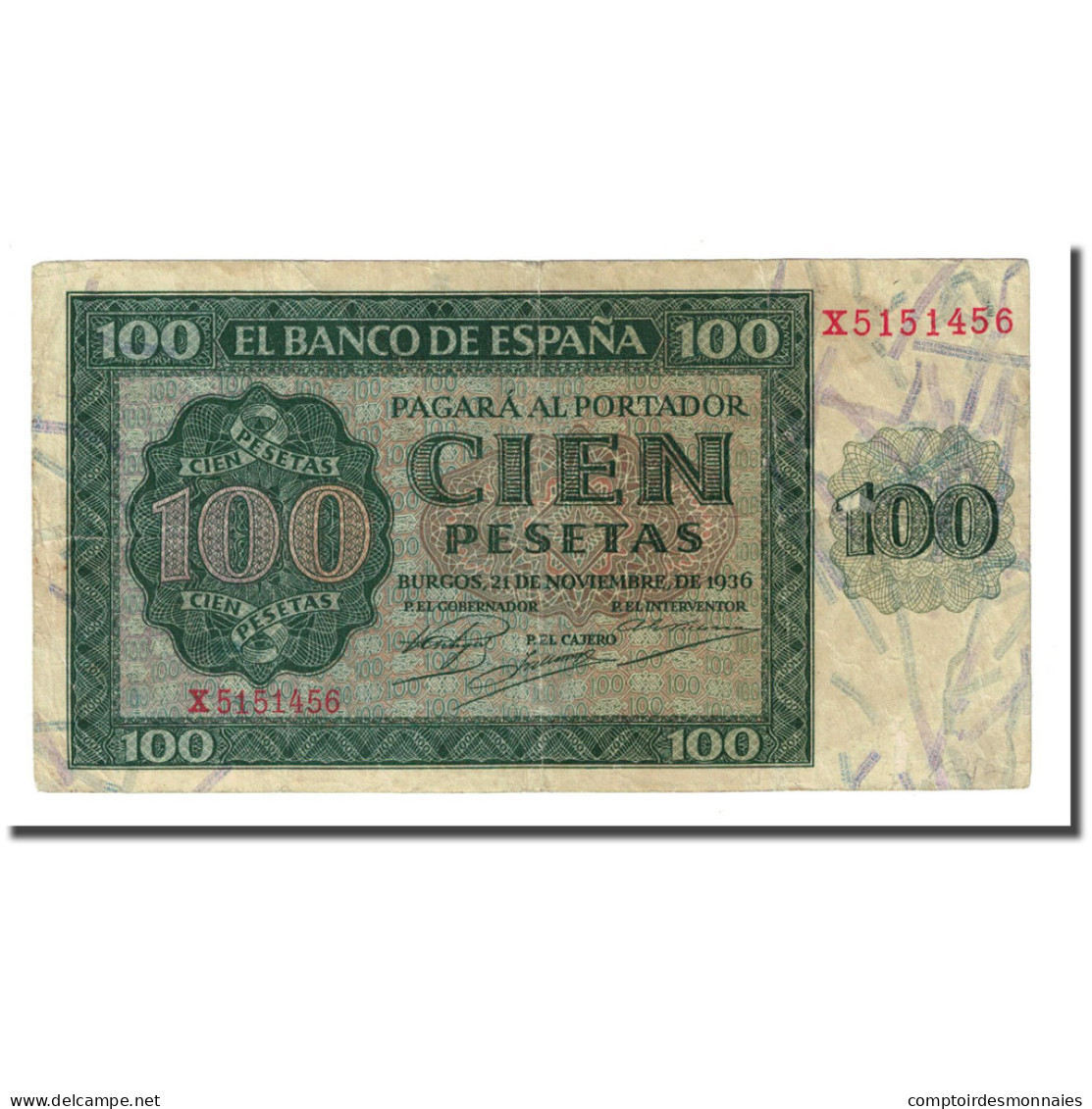 Billet, Espagne, 100 Pesetas, 1936-11-21, KM:101a, TTB - 100 Peseten