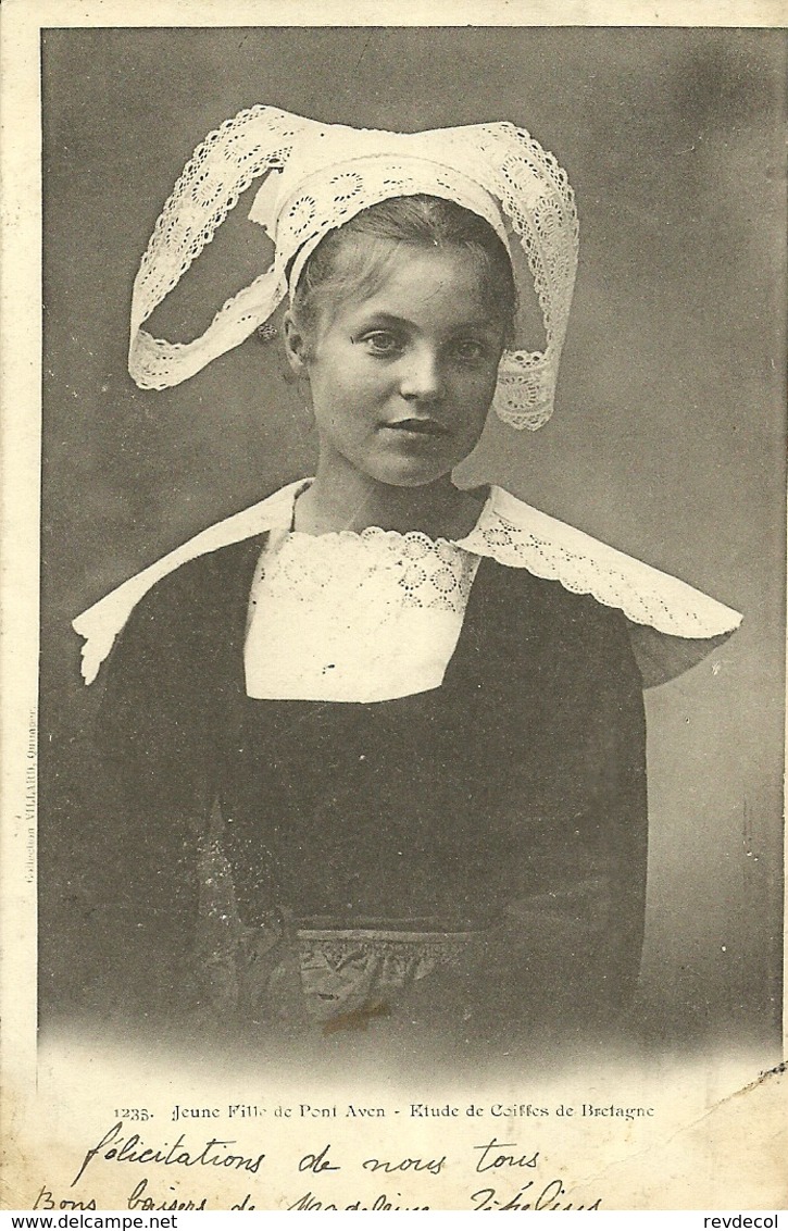 PONT-AVEN  -- Jeune Fille, étude De Coiffes De Bretagne                                                 -- Villard 1235 - Pont Aven