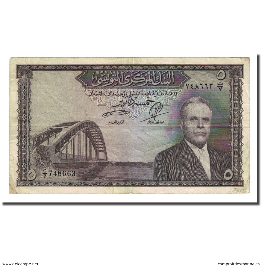 Billet, Tunisie, 5 Dinars, 1960-11-01, KM:59, TB - Tunisia