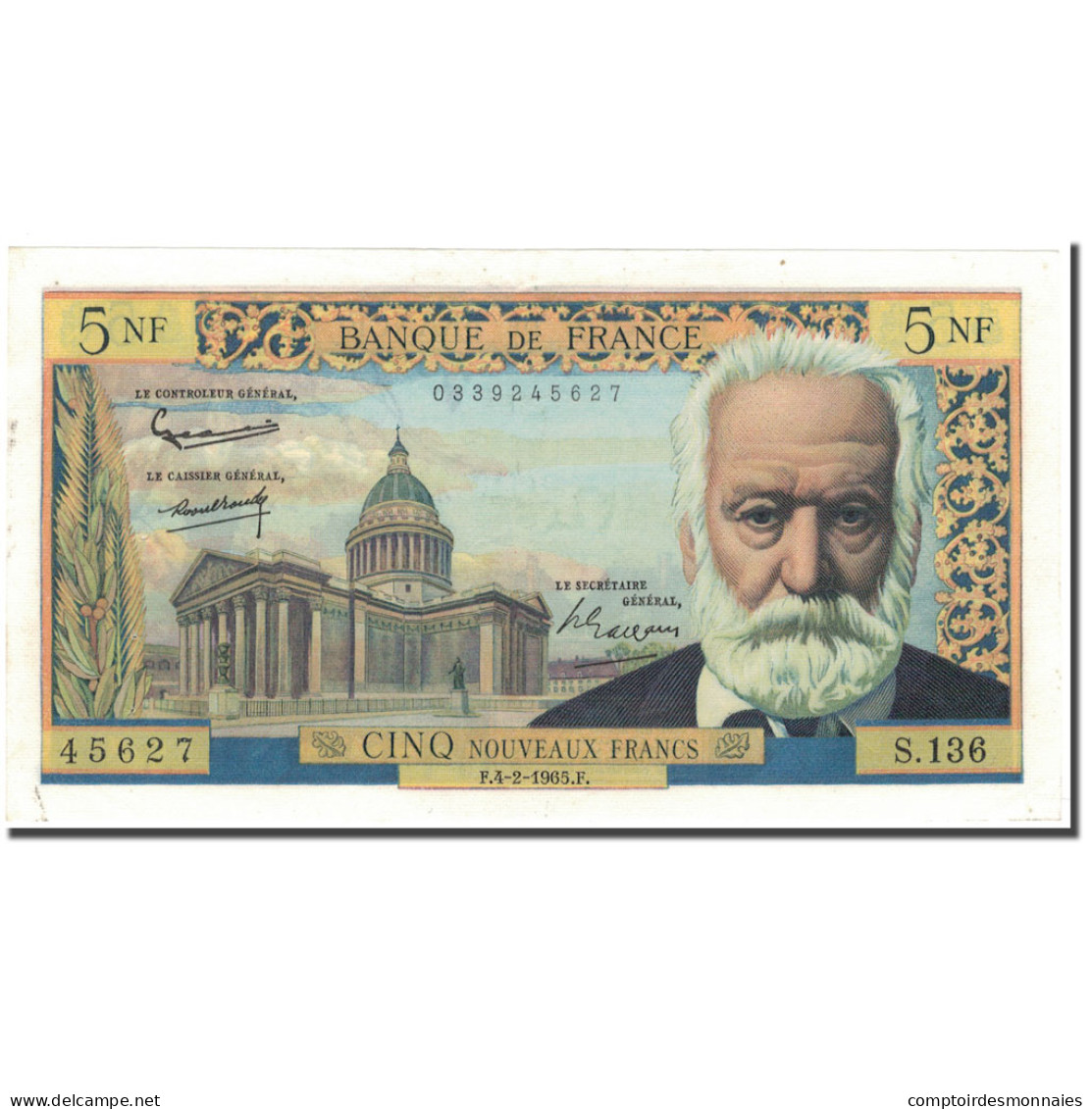 France, 5 Nouveaux Francs, 5 NF 1959-1965 ''Victor Hugo'', 1965-02-04, SUP - 5 NF 1959-1965 ''Victor Hugo''