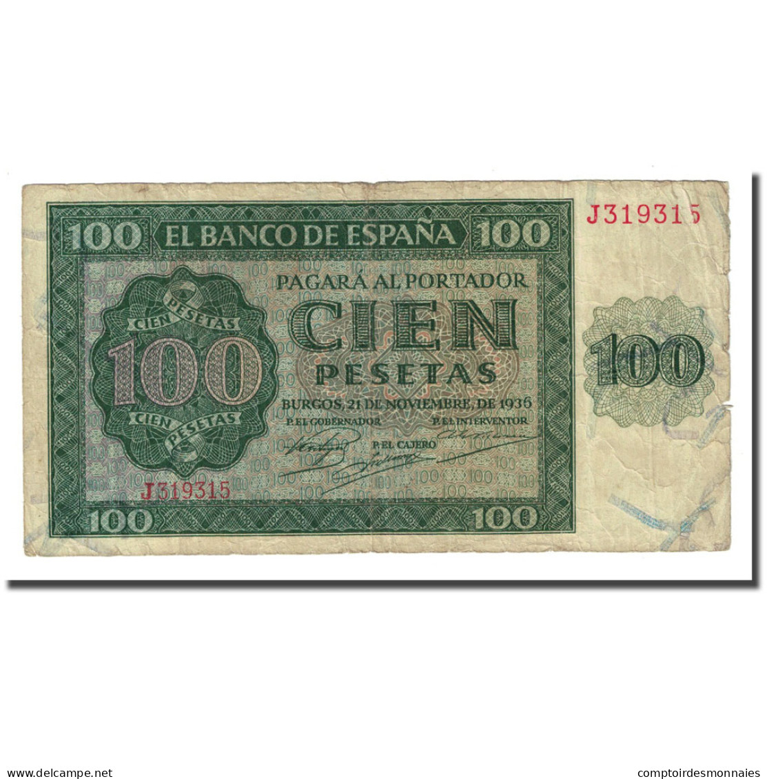 Billet, Espagne, 100 Pesetas, 1936-11-21, KM:101a, B+ - 100 Peseten