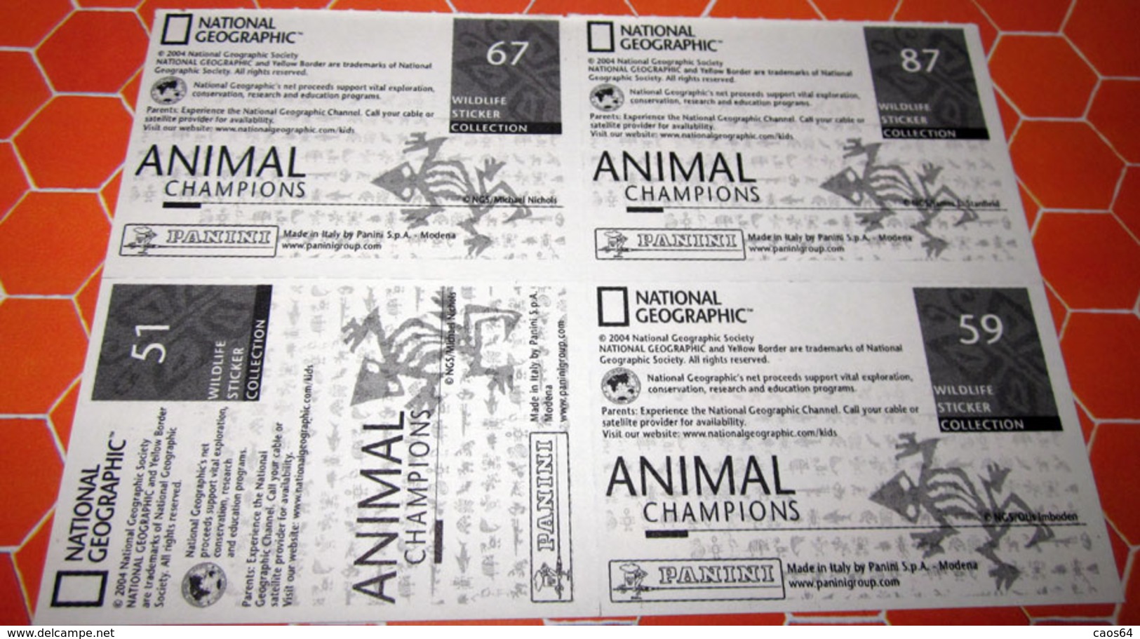 ANIMAL CHAMPIONS PANINI N. 67 - 87 - 59 - 51 - Edizione Italiana