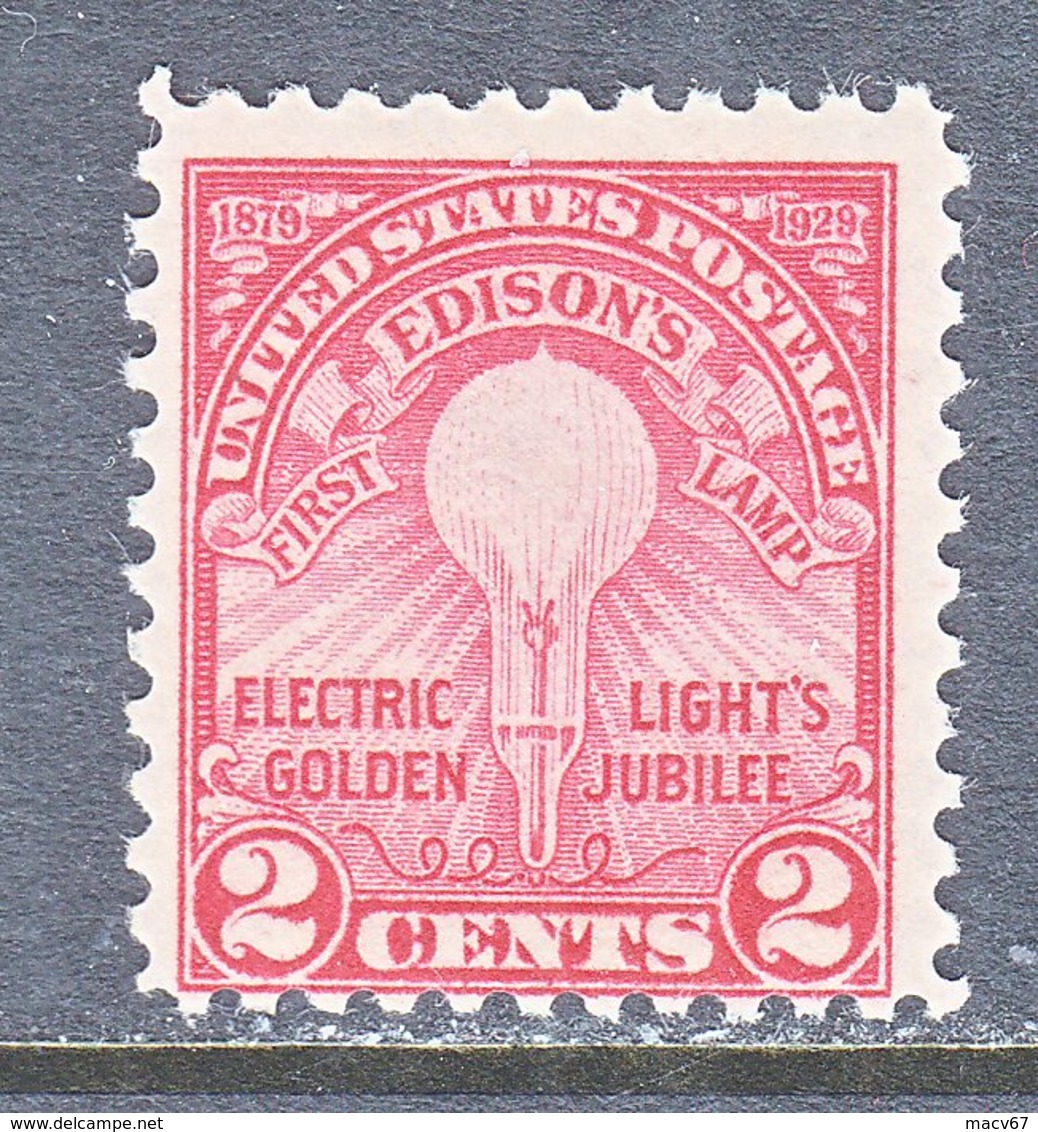 U.S.  654   Perf  11   **  EDISON  ELECTRIC  LIGHT - Unused Stamps