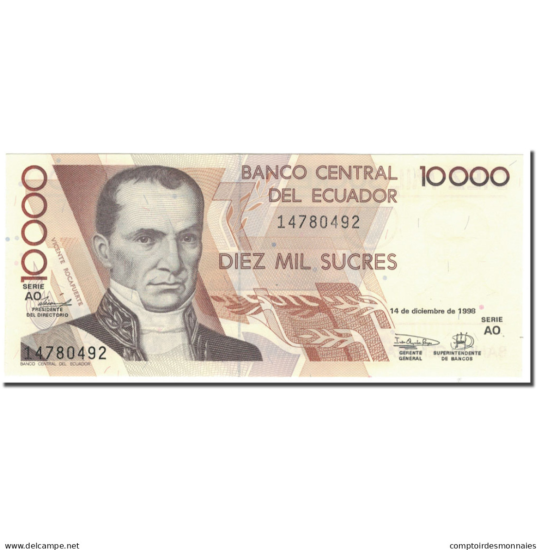 Billet, Équateur, 10,000 Sucres, 1998-12-14, KM:127c, NEUF - Ecuador