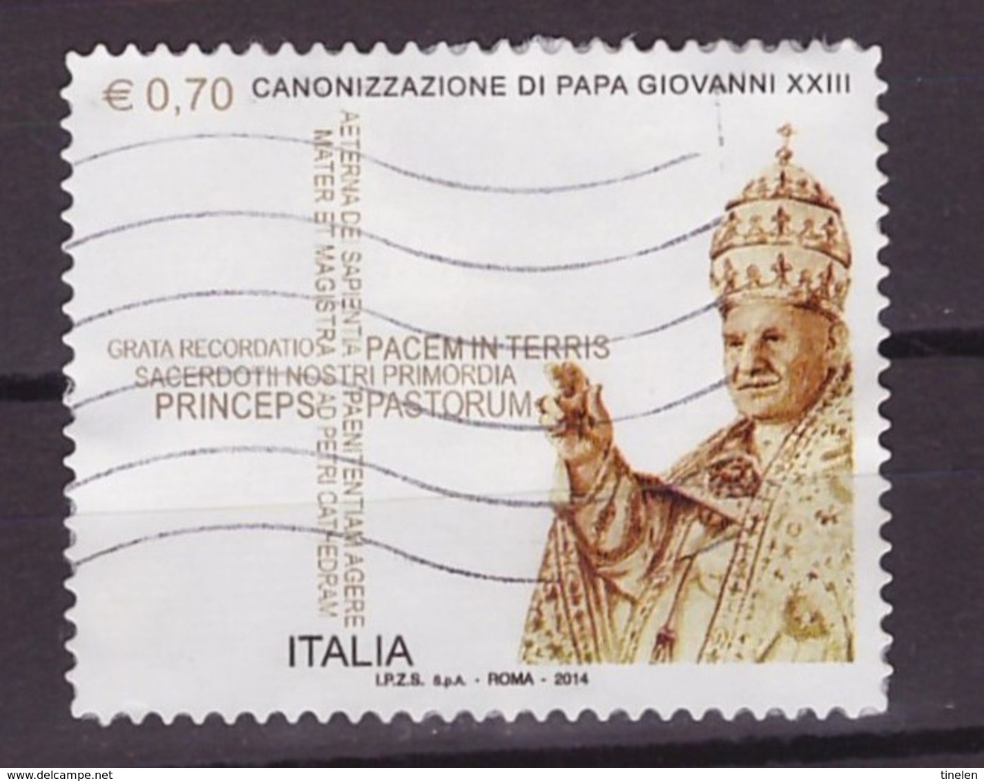 ITALIA- 2014 EMISSIONE CONGIUNTA VATICANO CANONIZZAZIONE PAPA GIOVANNI XXIII E G.PAOLO II  USATO - Emissioni Congiunte