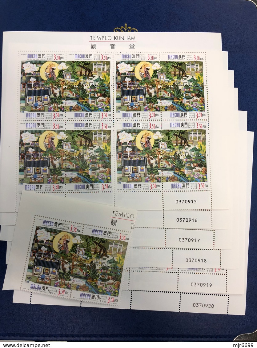 MACAU - TEMPLE OF GODNESS KUN IAM - LOT OF 5 S\S + 6 SHEETLET + 1 SET - FACE VALUE OVER 40 EUROS - Ungebraucht