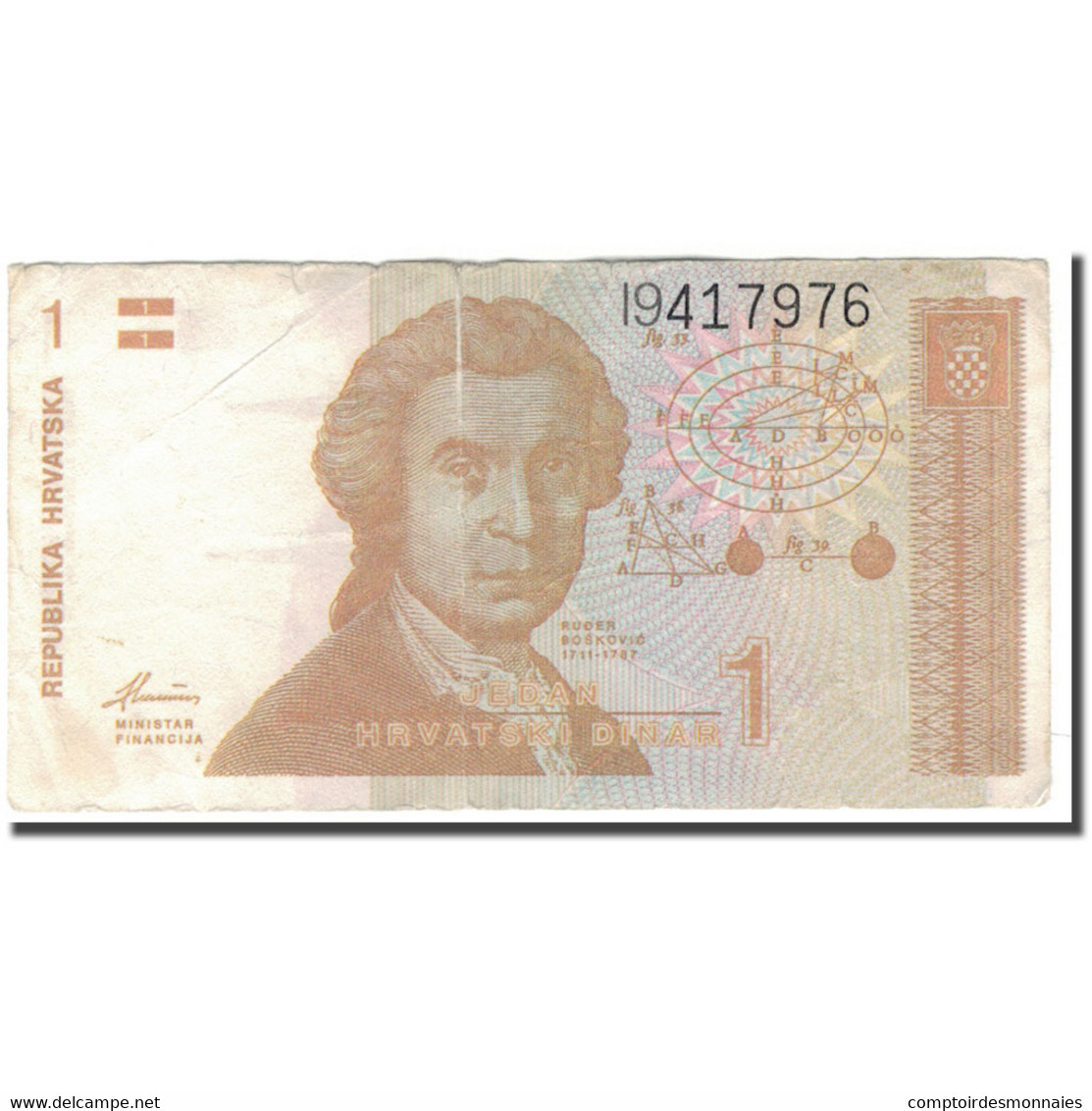 Billet, Croatie, 1 Dinar, 1991-10-08, KM:16a, TTB - Croatie