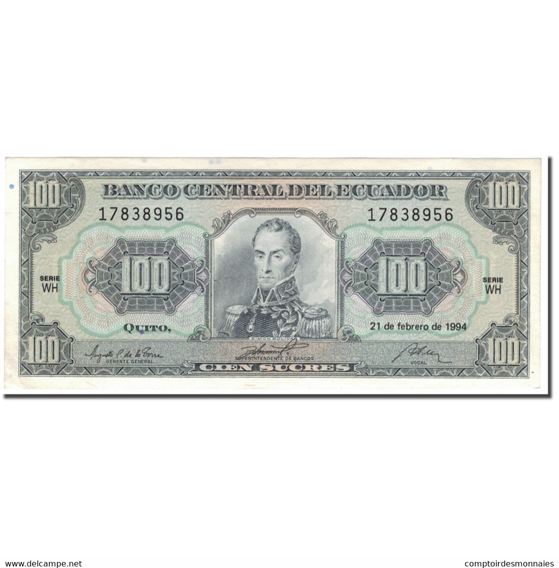 Billet, Équateur, 100 Sucres, 1994-02-21, KM:123Ac, SPL - Ecuador