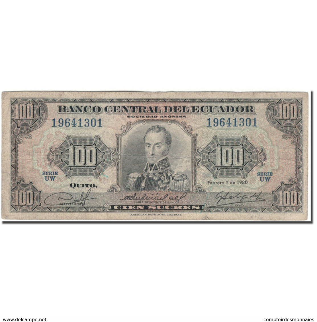 Billet, Équateur, 100 Sucres, 1980-02-01, KM:112a, B - Ecuador