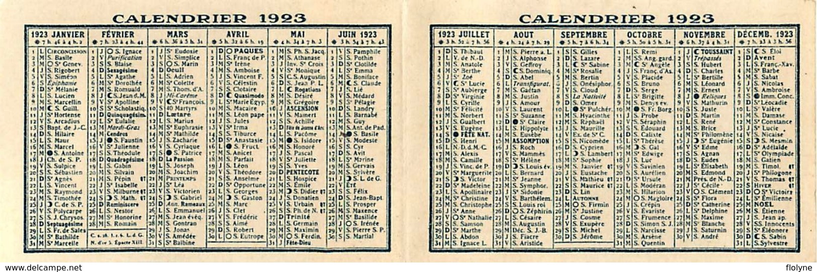 Calendrier Publicitaire 1923 - " Cachet GENNEAU " - Calendar - Pub Publicité - AA77 - Small : 1921-40