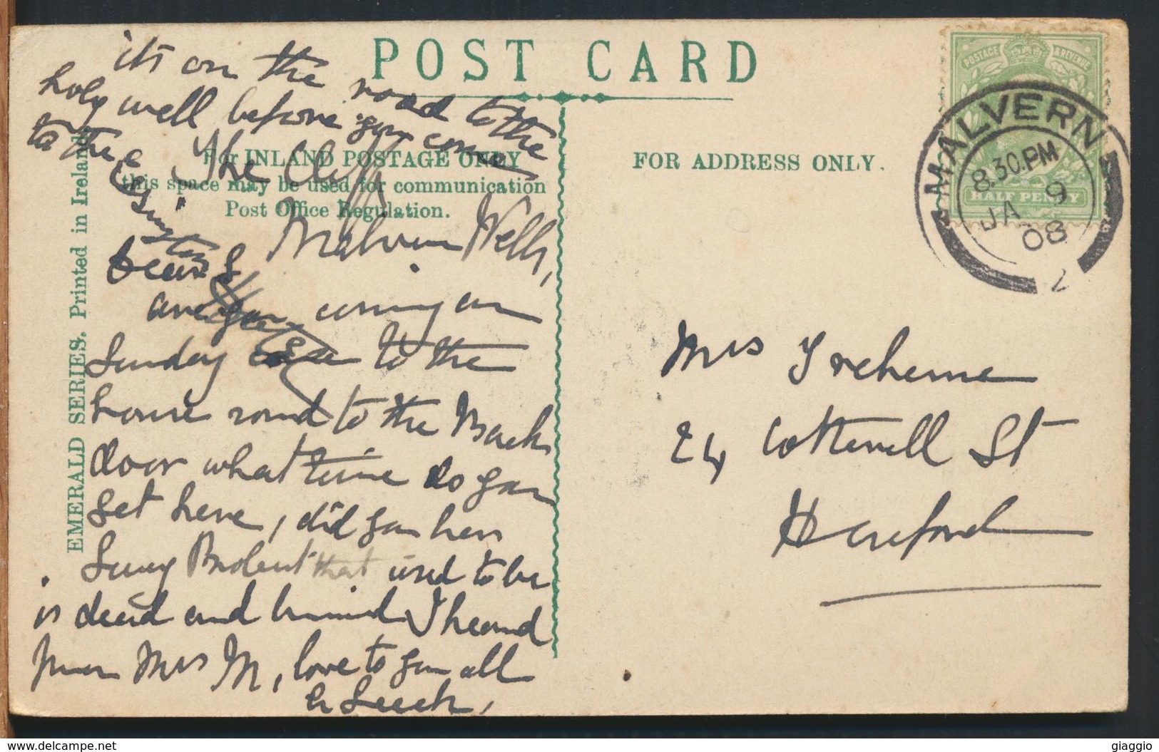 °°° 11664 - IRELAND - QUEENSTOWN , CO CORK - 1908 With Stamps °°° - Cork
