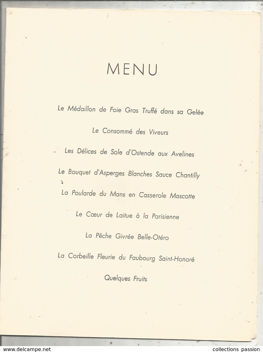 Menu Grand Format,1959, Paquebot LIBERTE ,diner , Commandant Charles Ferrenbach , 3 Scans , Frais Fr 1.95 E - Menu