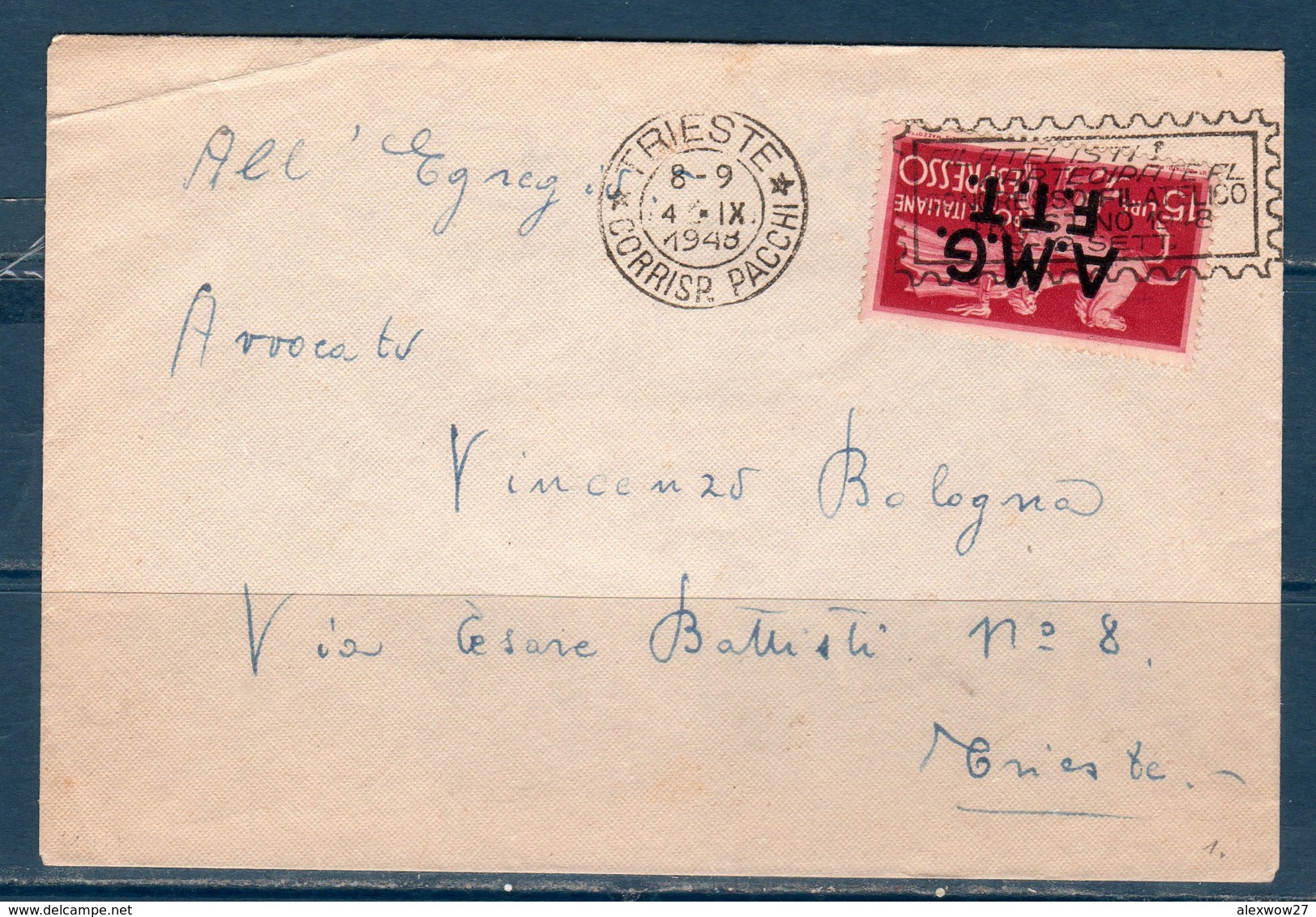 Trieste A 1947-48  --Lettera Per Interno Con £15 Espresso - Poststempel