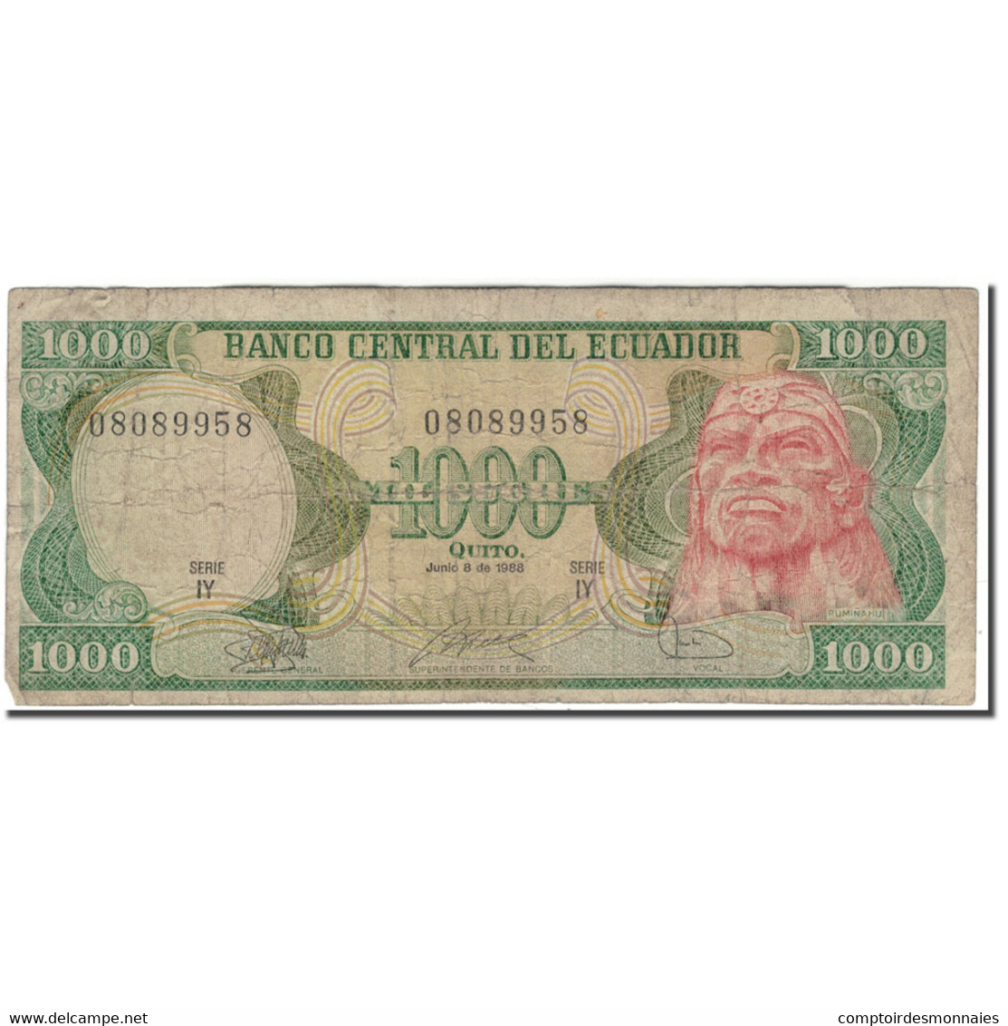 Billet, Équateur, 1000 Sucres, 1988-06-08, KM:125b, B - Equateur