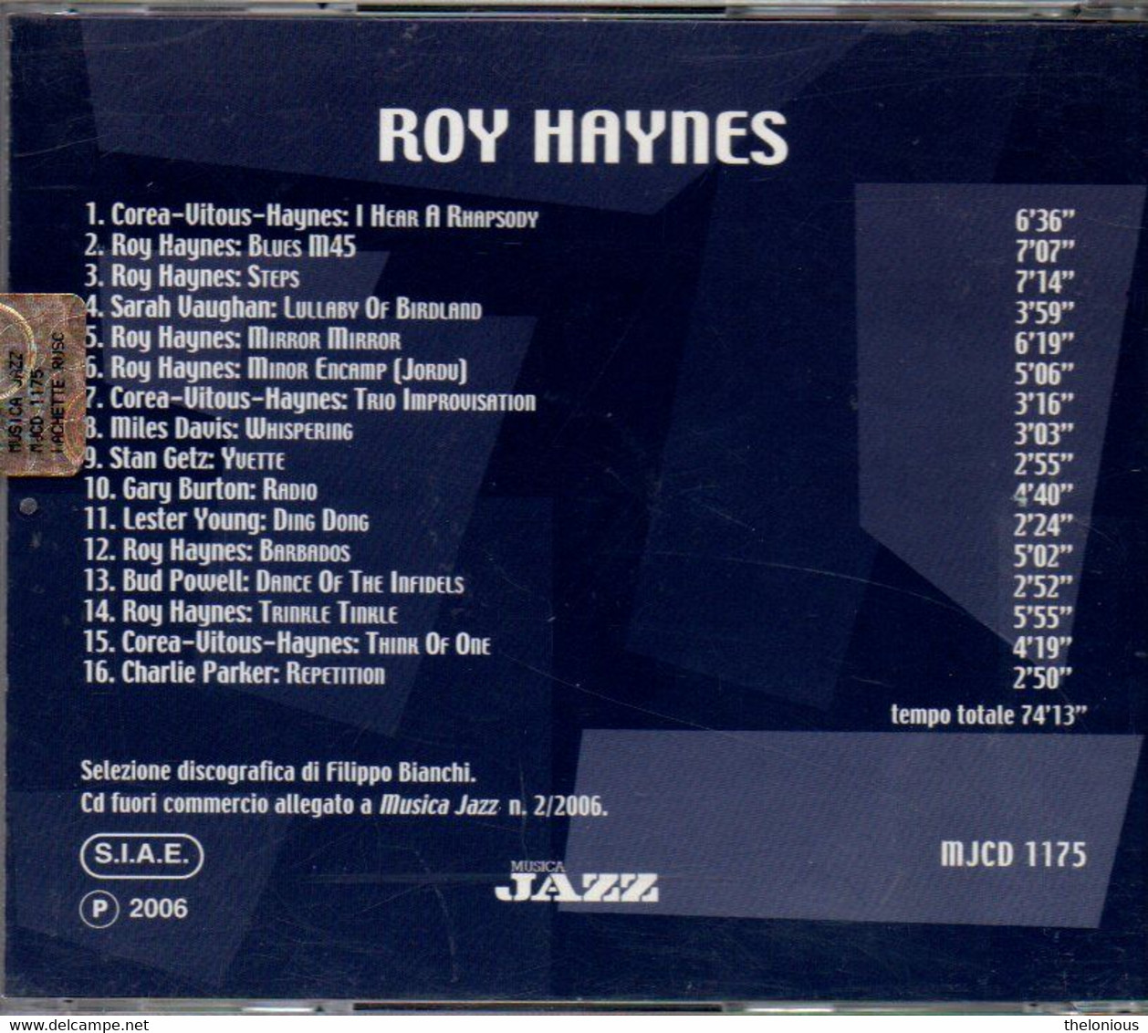 # CD: Roy Haynes – Roaring Haynes - Musica Jazz MJCD 1175 - Jazz