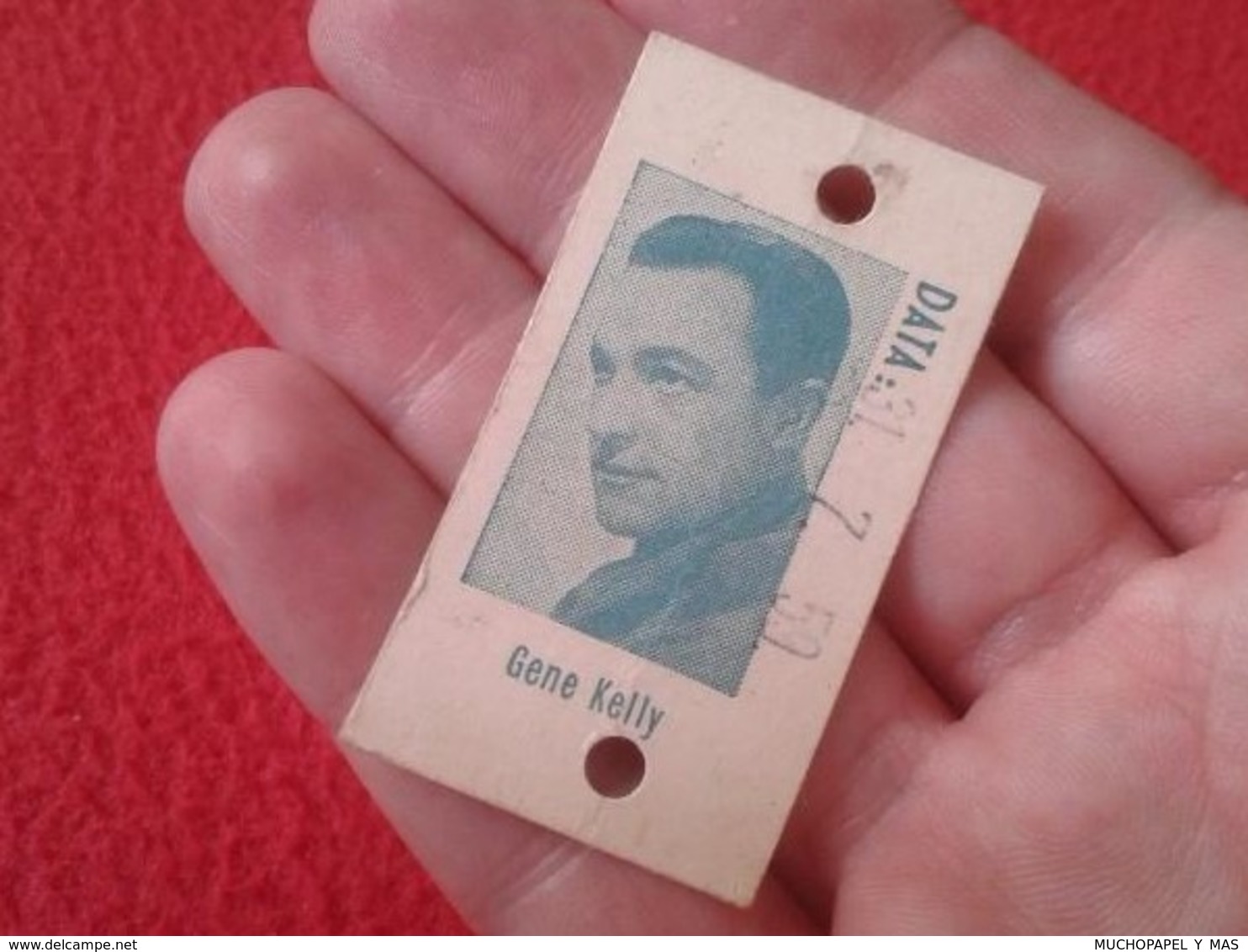 ANTIGUO OLD CROMO TICKET ETIQUETA LABEL PESO BÁSCULA FARMACIA O SIMIL GENE KELLY  EN PORTUGUÉS, SINGER DANCER ACTOR 1959 - Otros & Sin Clasificación