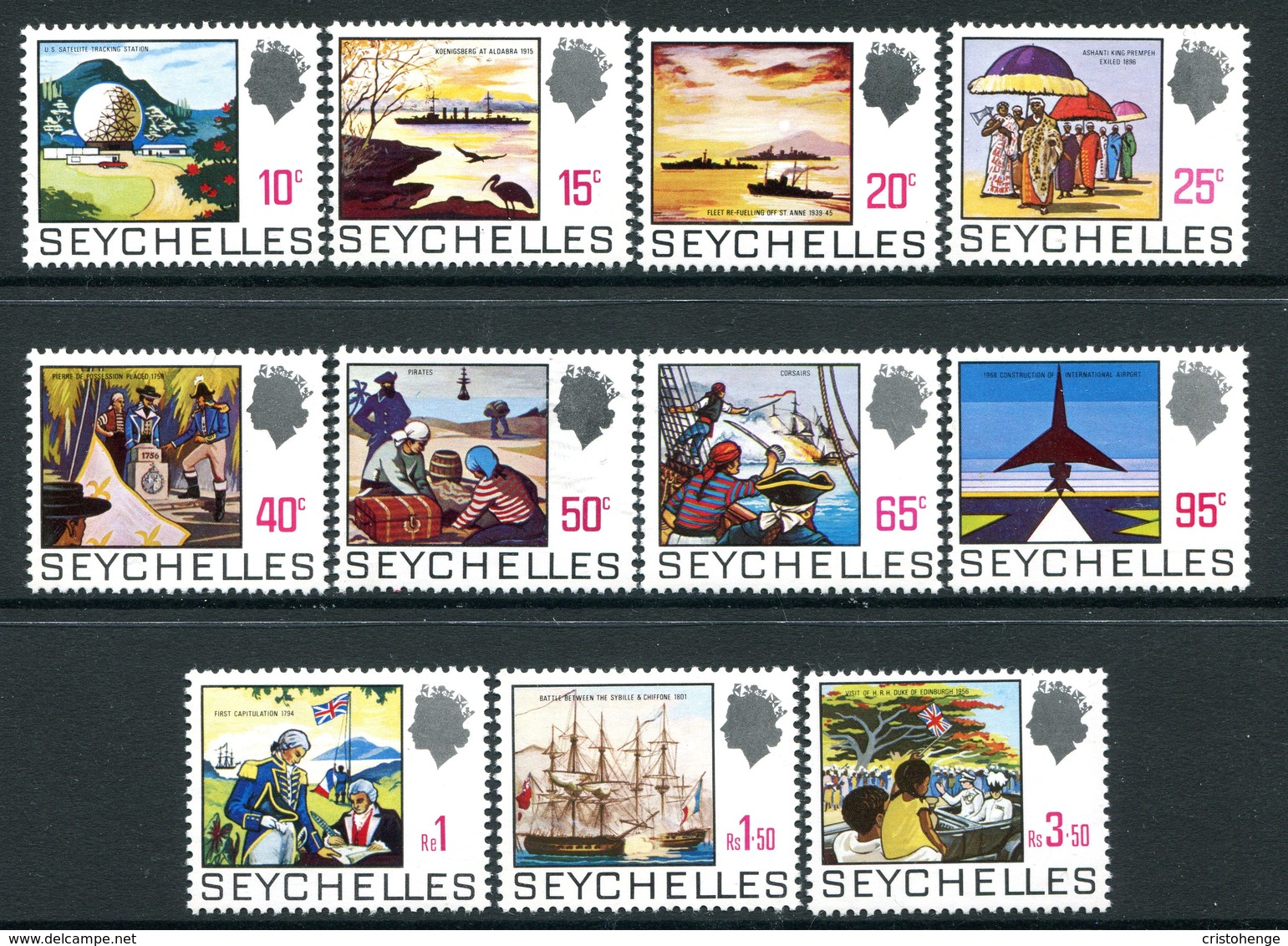 Seychelles 1969-75 Pictorial Definitives - White Paper - Set MNH (SG 263a-276a) - Seychelles (...-1976)