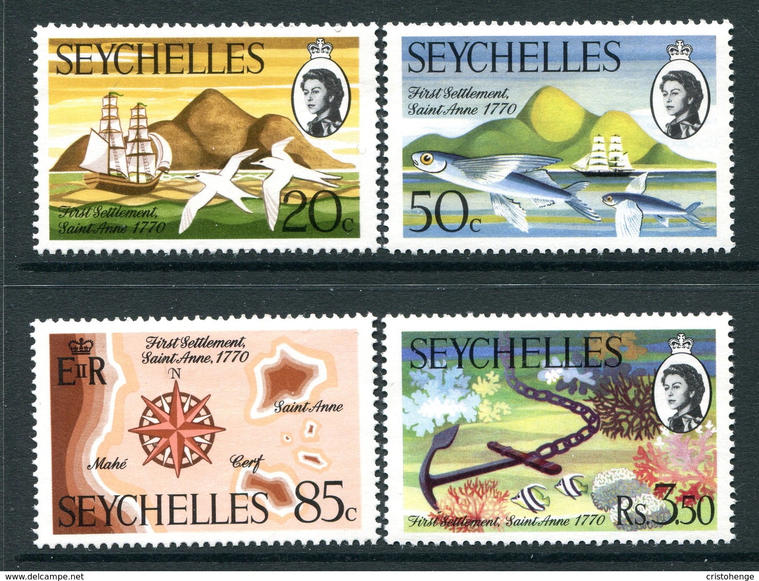 Seychelles 1970 Bicentenary Of First Settlement, St. Anne Island Set MNH (SG 280-283) - Seychelles (...-1976)