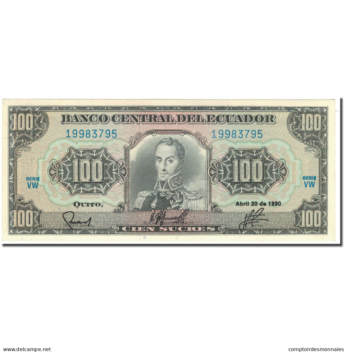Billet, Équateur, 100 Sucres, 1990-04-20, KM:123, SPL - Equateur
