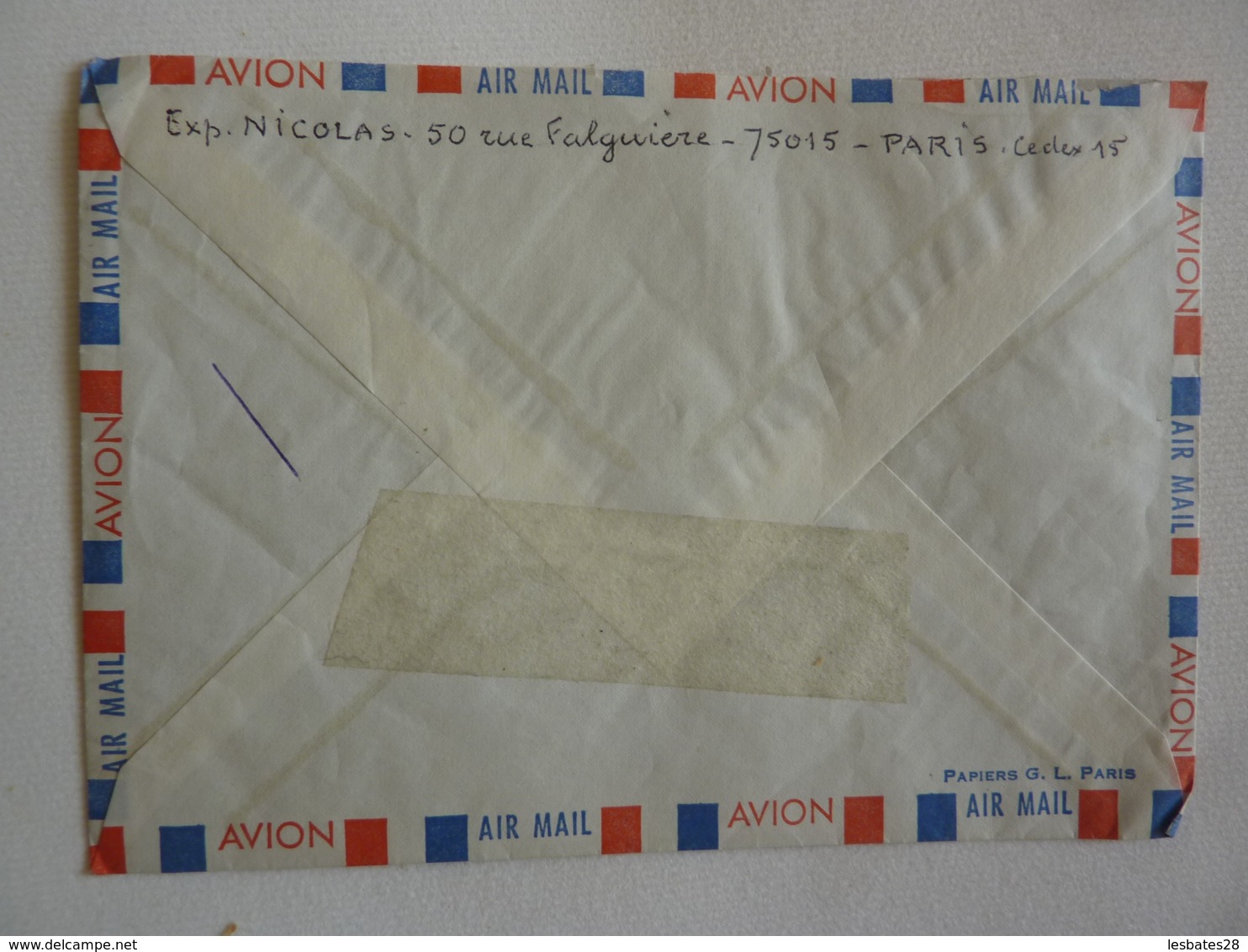 LETTRE AIR- MAIL PAR AVION  Erinnophilie Cachet à Date Paris Vaugirad 1980 Glas 4 - Lettres & Documents