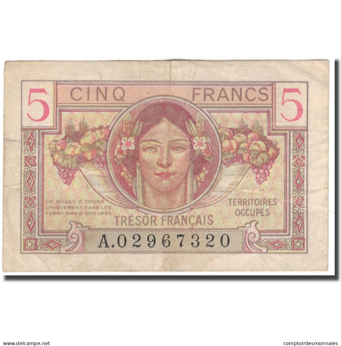 France, 5 Francs, 1947 French Treasury, 1947, TTB, Fayette:29, KM:M6a - 1947 French Treasury