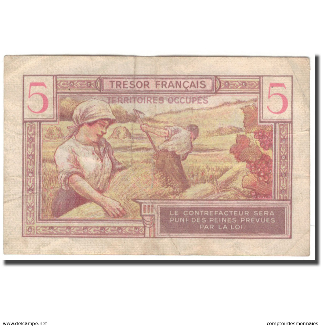 France, 5 Francs, 1947 French Treasury, 1947, TTB, Fayette:29, KM:M6a - 1947 Staatskasse Frankreich