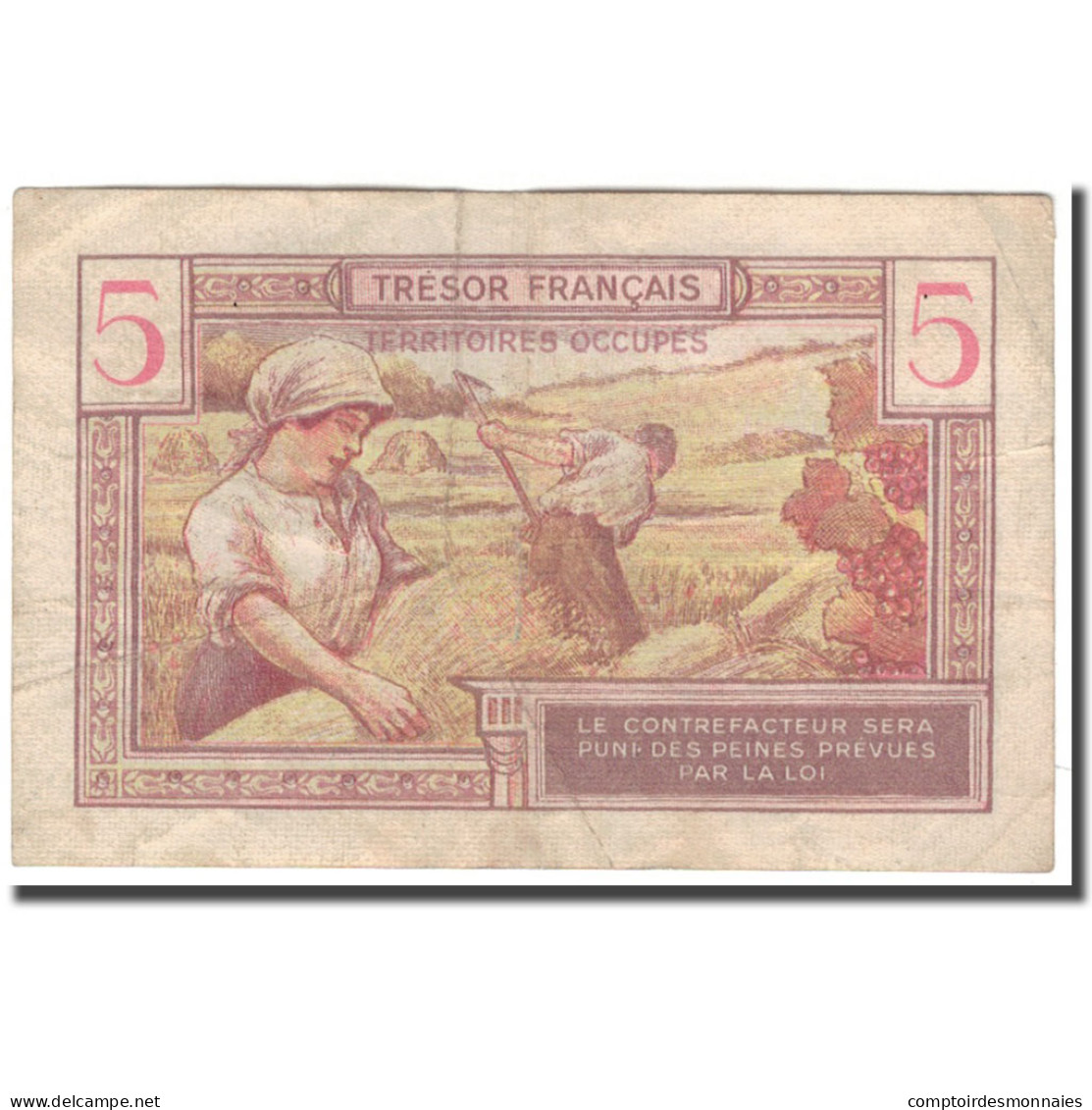France, 5 Francs, 1947 French Treasury, 1947, TTB, Fayette:29, KM:M6a - 1947 Tesoro Francés